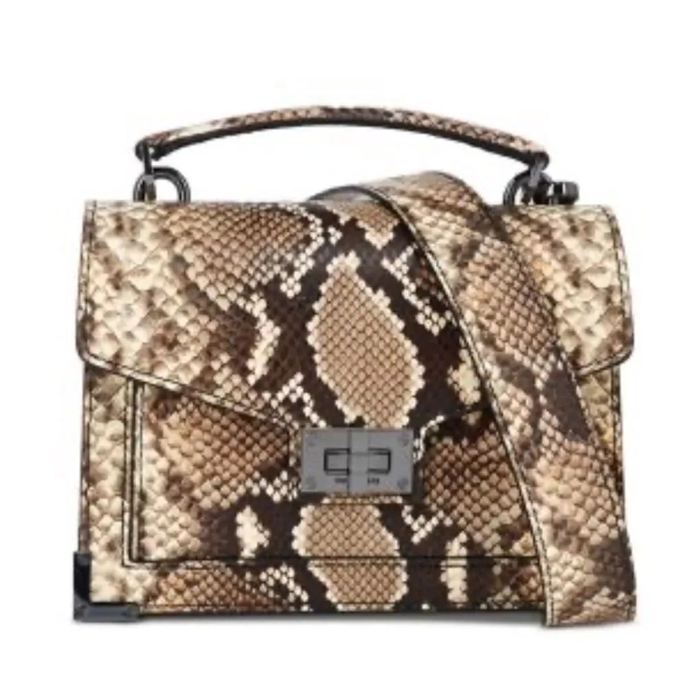 $415 The Kooples Emily Small Python Embossed Leather Handbag NWT